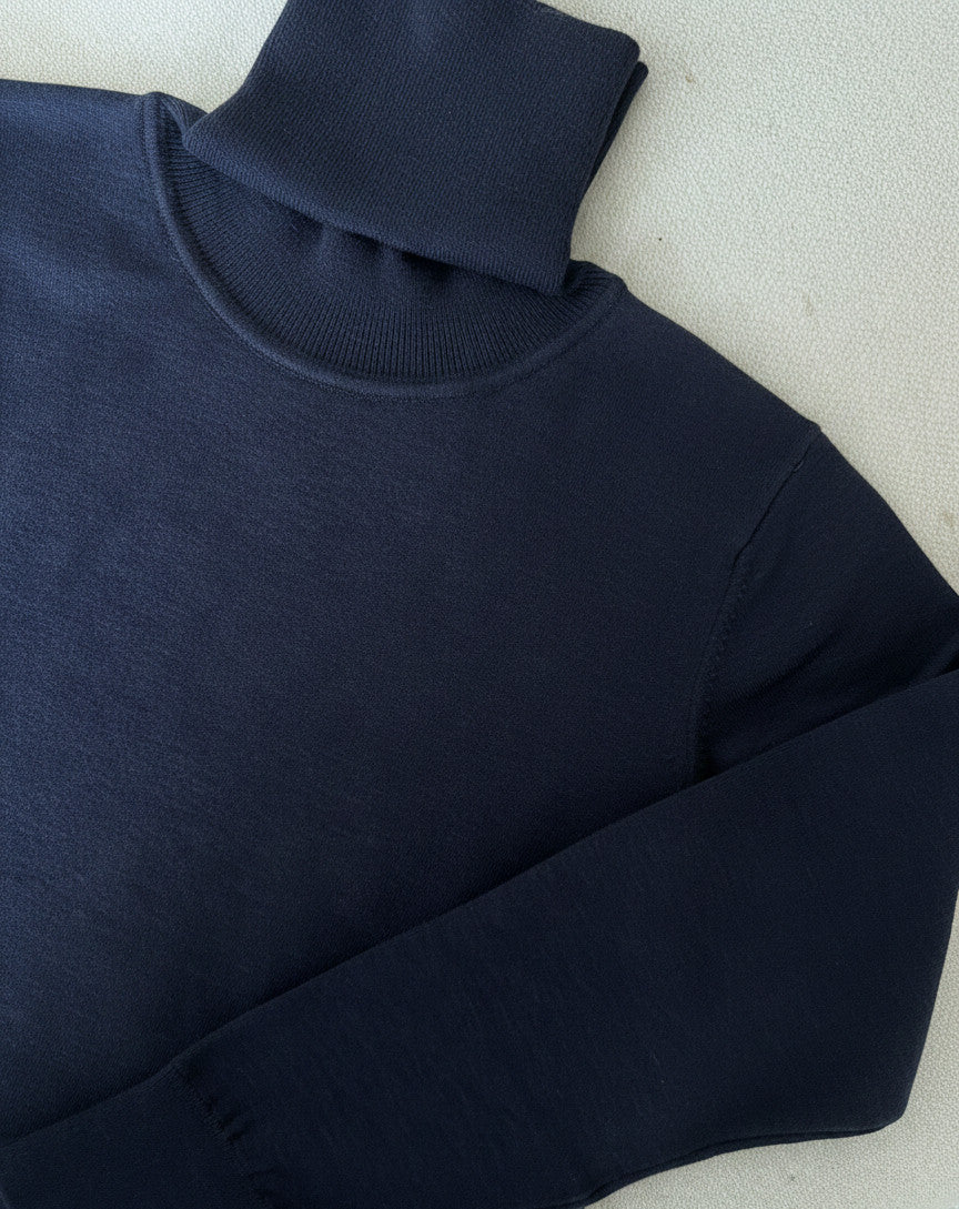 Pull Col Roulé Bleu Marine
