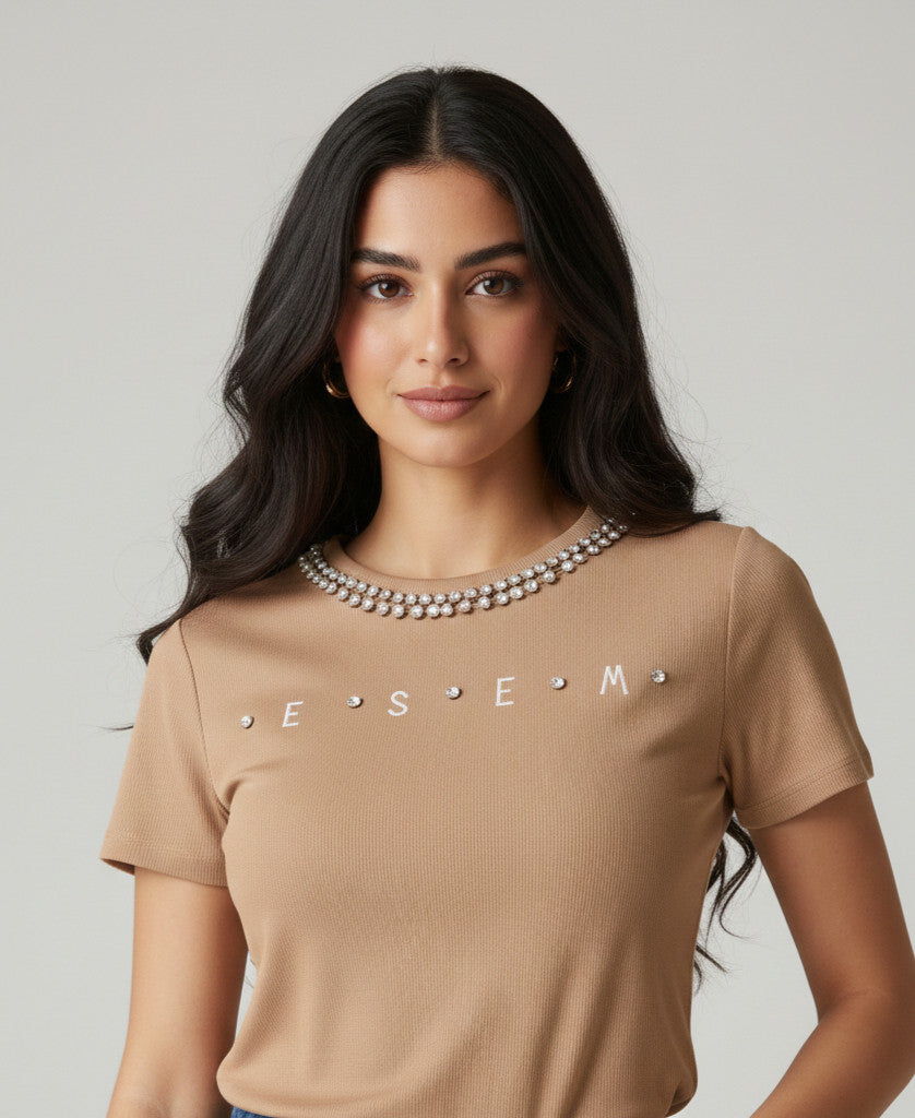 Top strass ESEM Beige