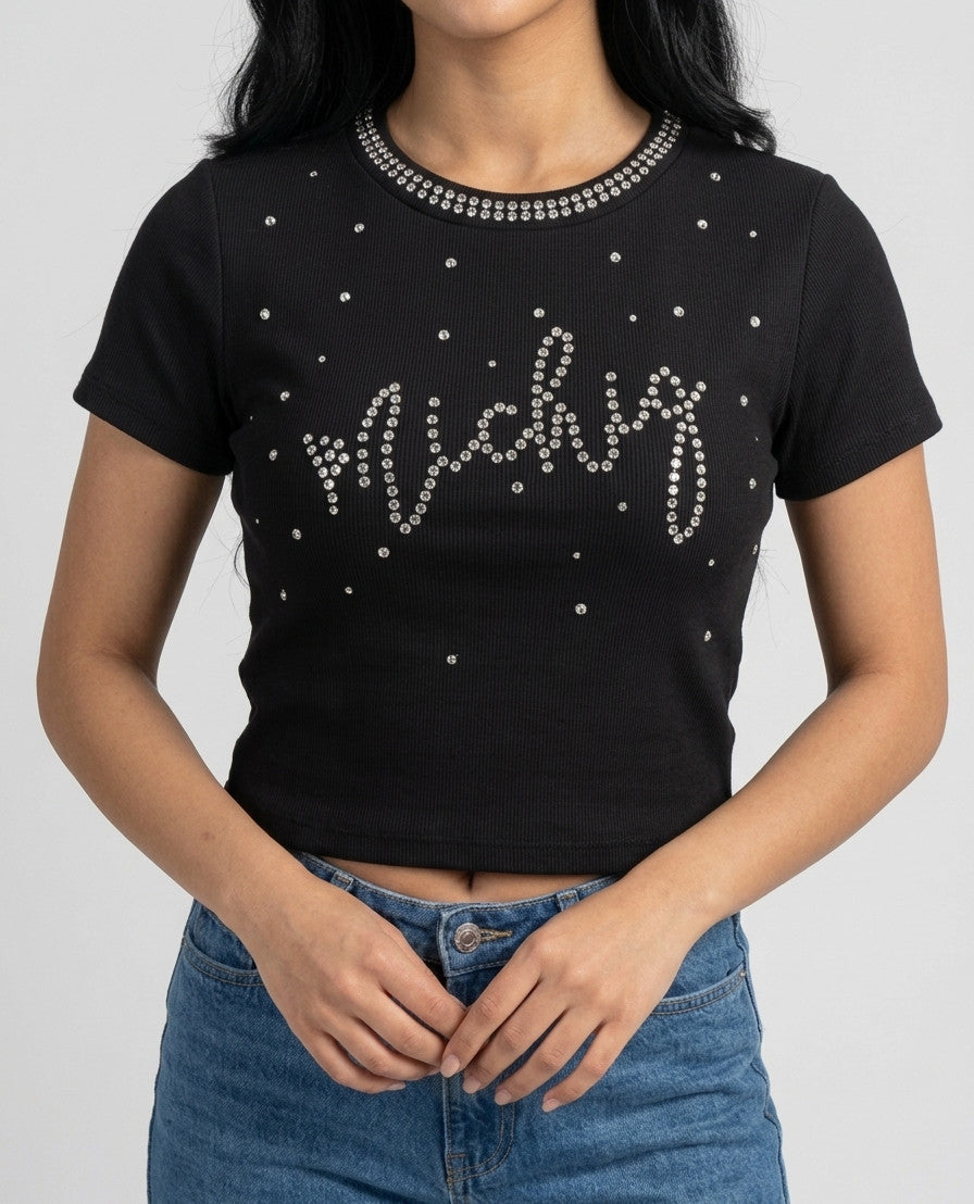 Top strass 01 Noir