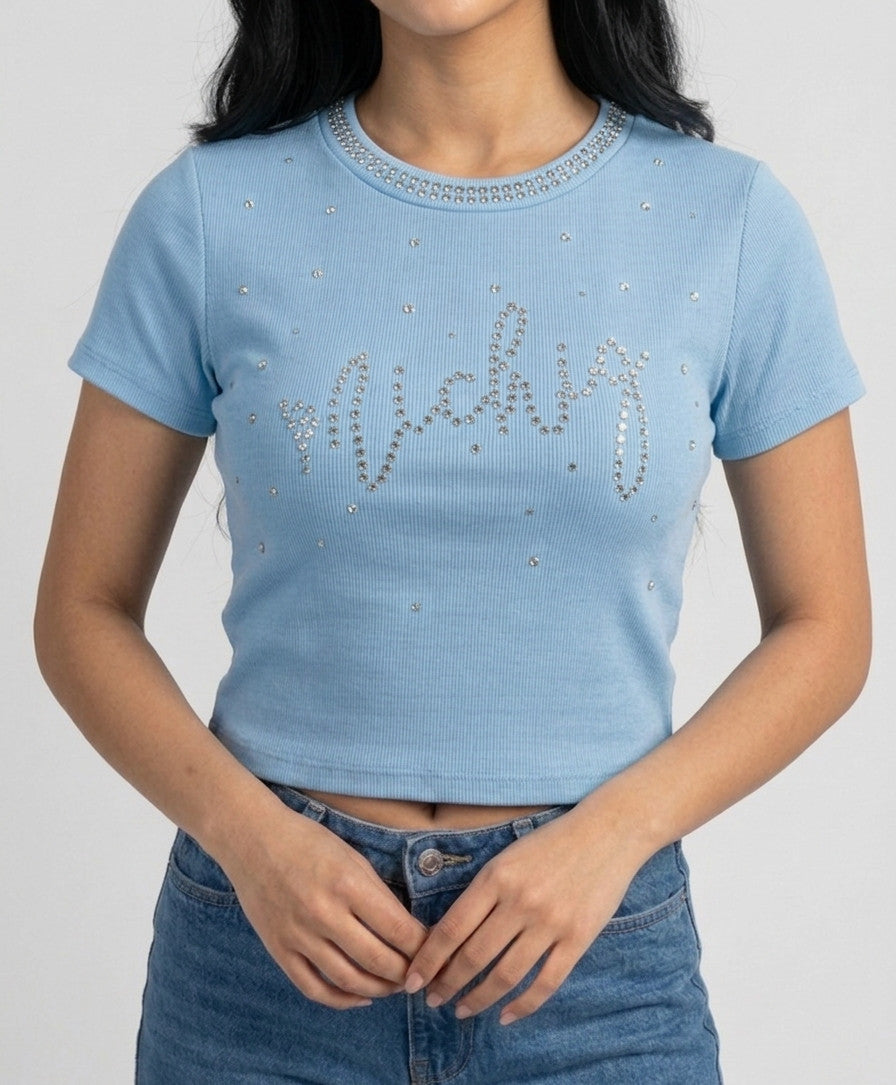 Top strass 01 Bleu