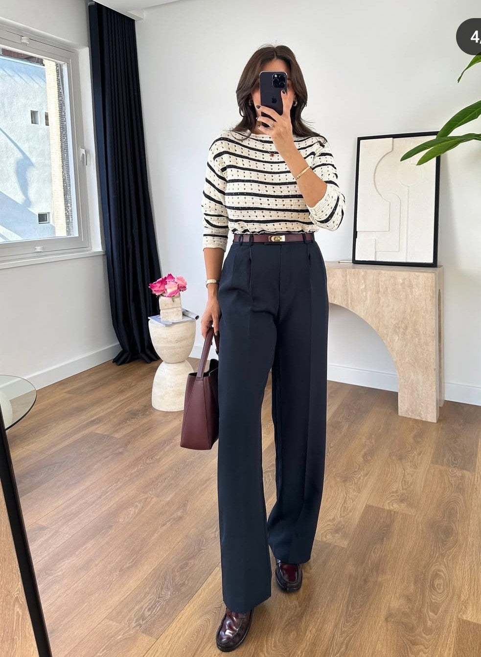 Pantalon large crêpe bleu
