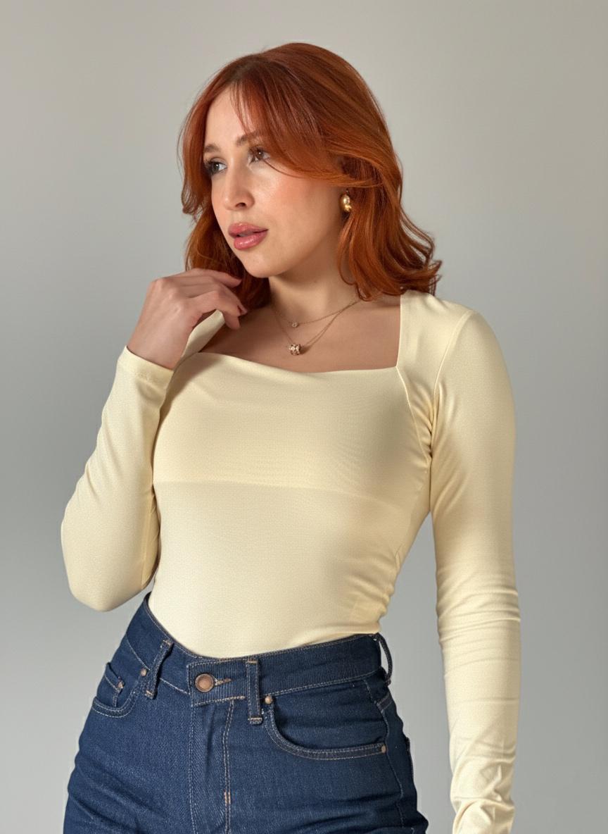 Body Col Carré Jaune Vanille image 0