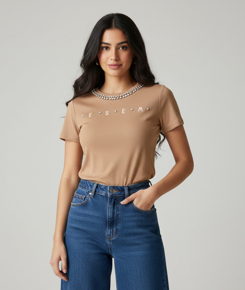 Top strass ESEM Beige