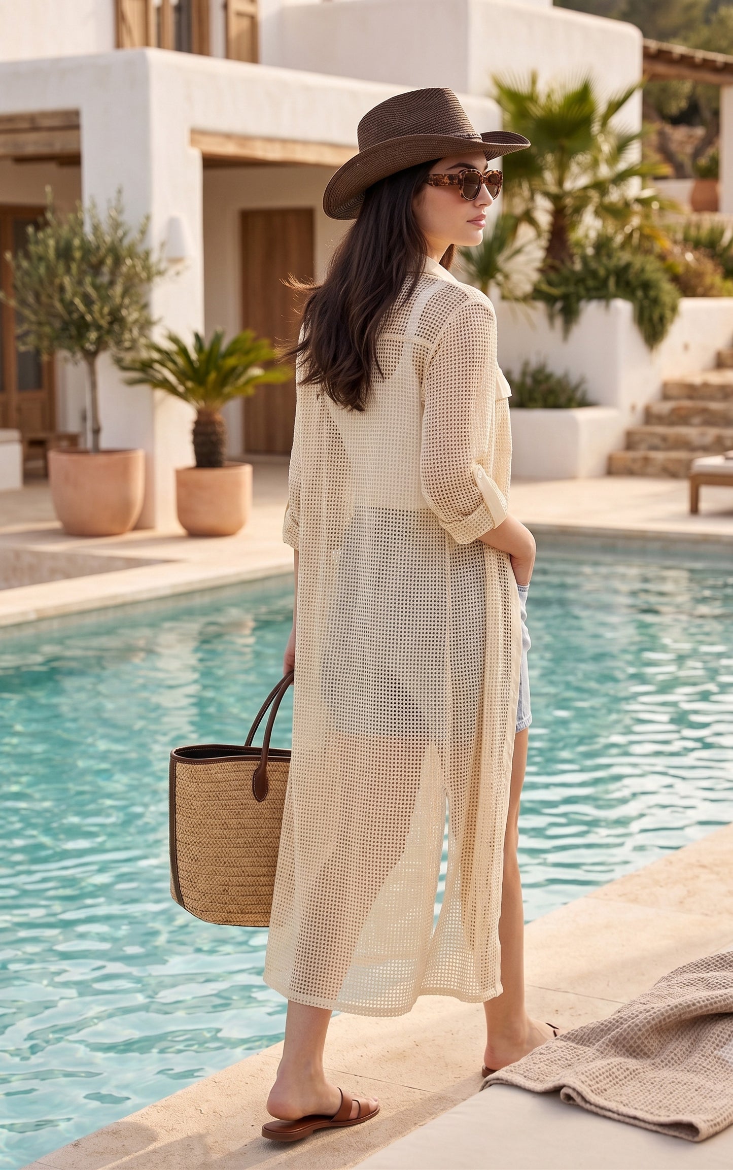 Robe Chemise Crochet Crème