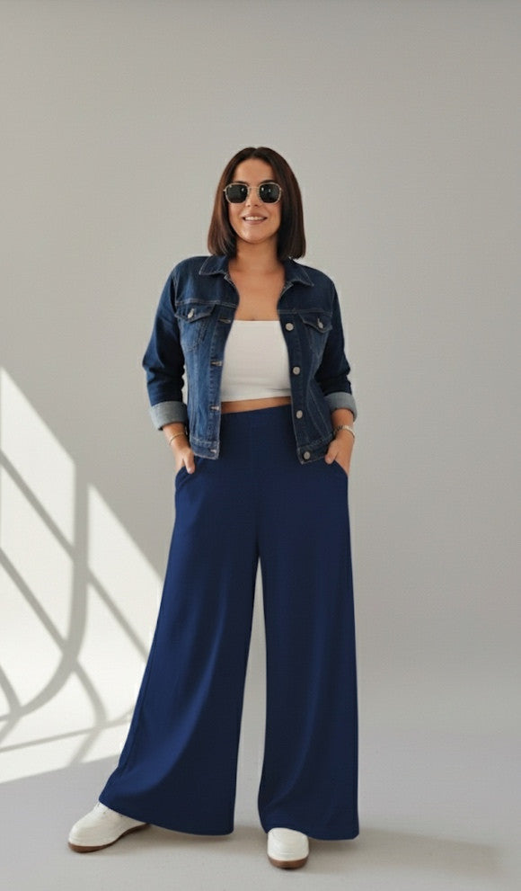 Pantalon modal large bleu