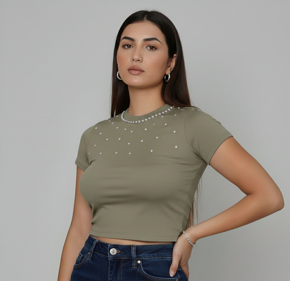 Top strass Vert