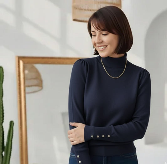 Pull Col Roulé Bleu Marine