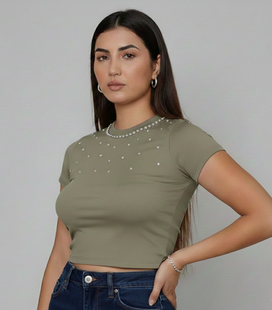 Top strass Vert