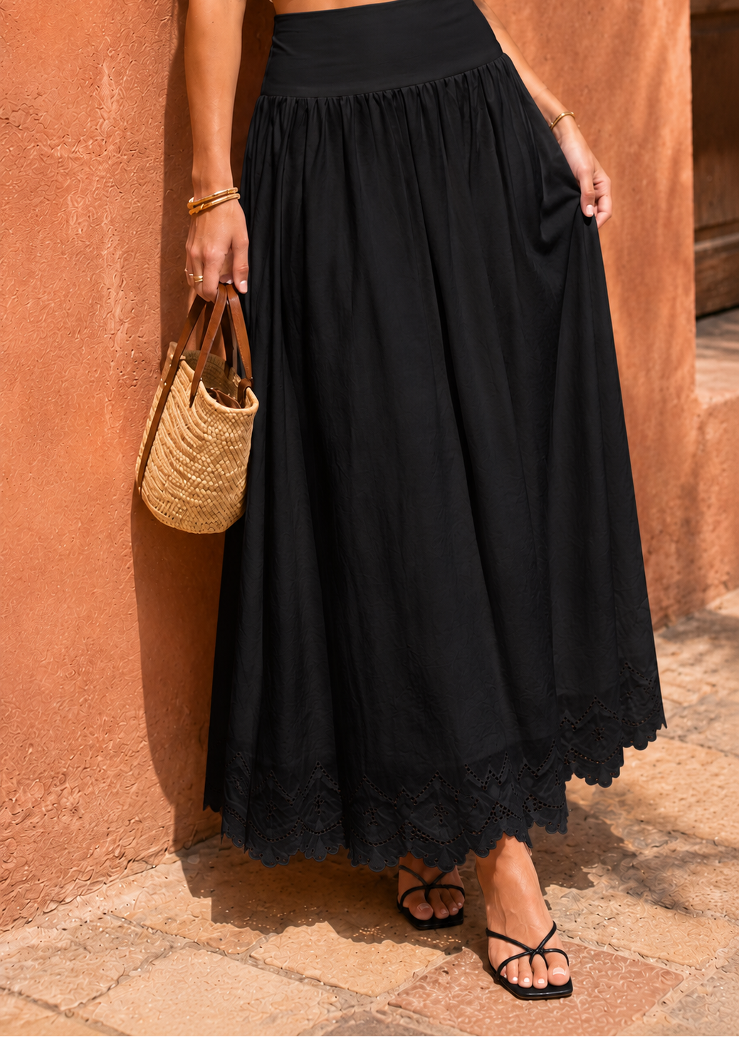 Jupe Mona Brodée Noire