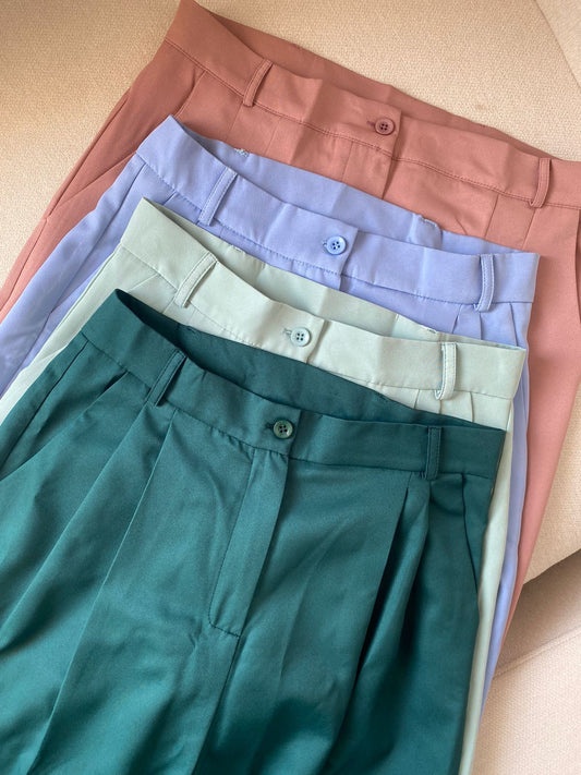 Pantalon large crêpe Vert D'eau