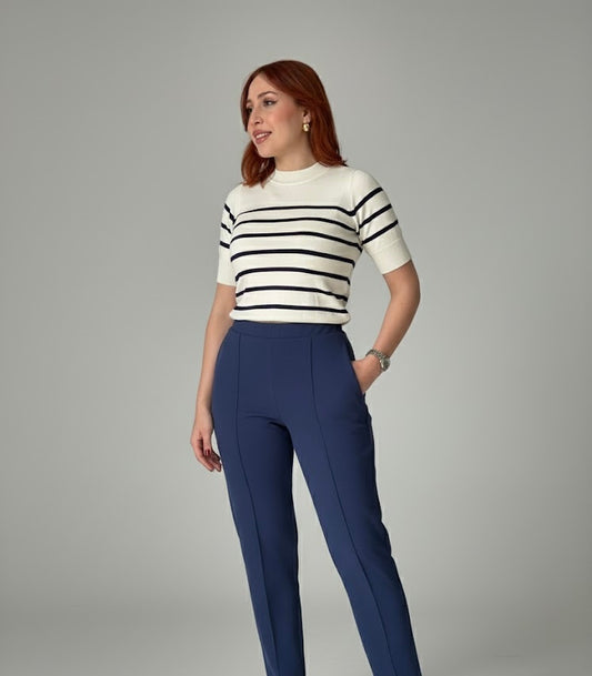 Pantalon Basique Bleu Marine