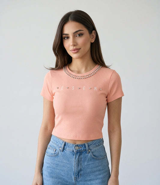 Top strass ESEM Corail