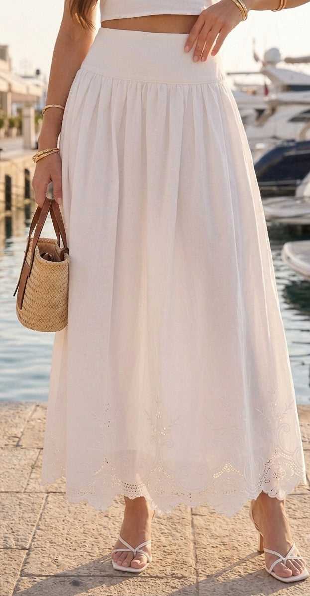 Jupe Mona Brodée Blanche