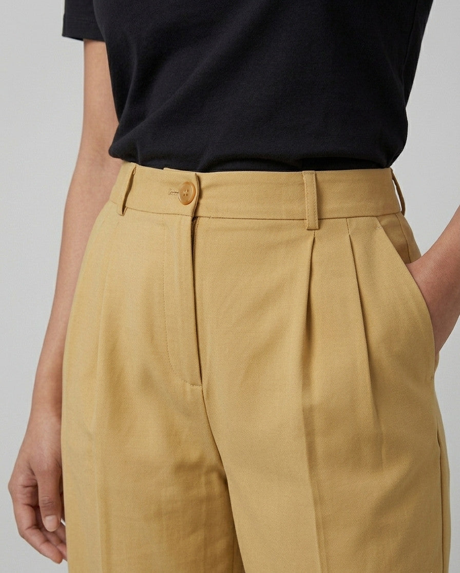 Pantalon large crêpe beige