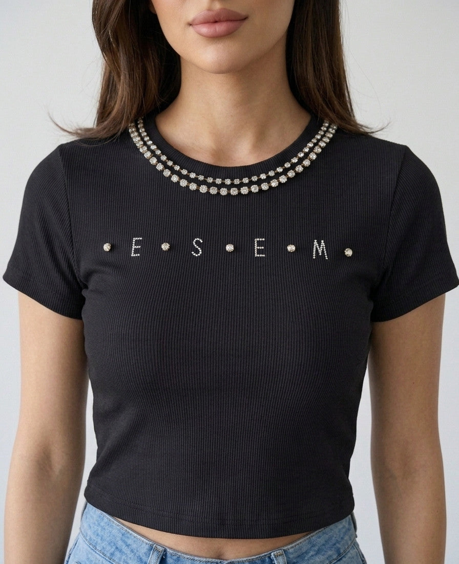 Top strass ESEM Noir