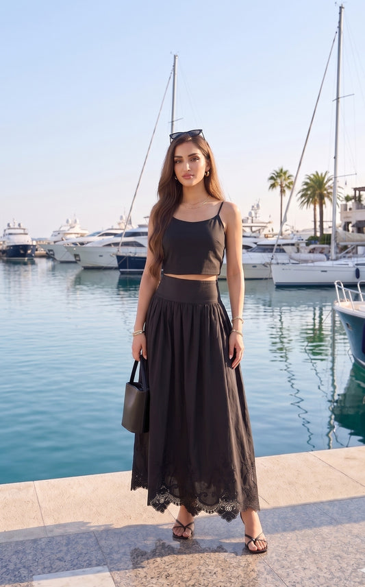Jupe Mona Brodée Noire